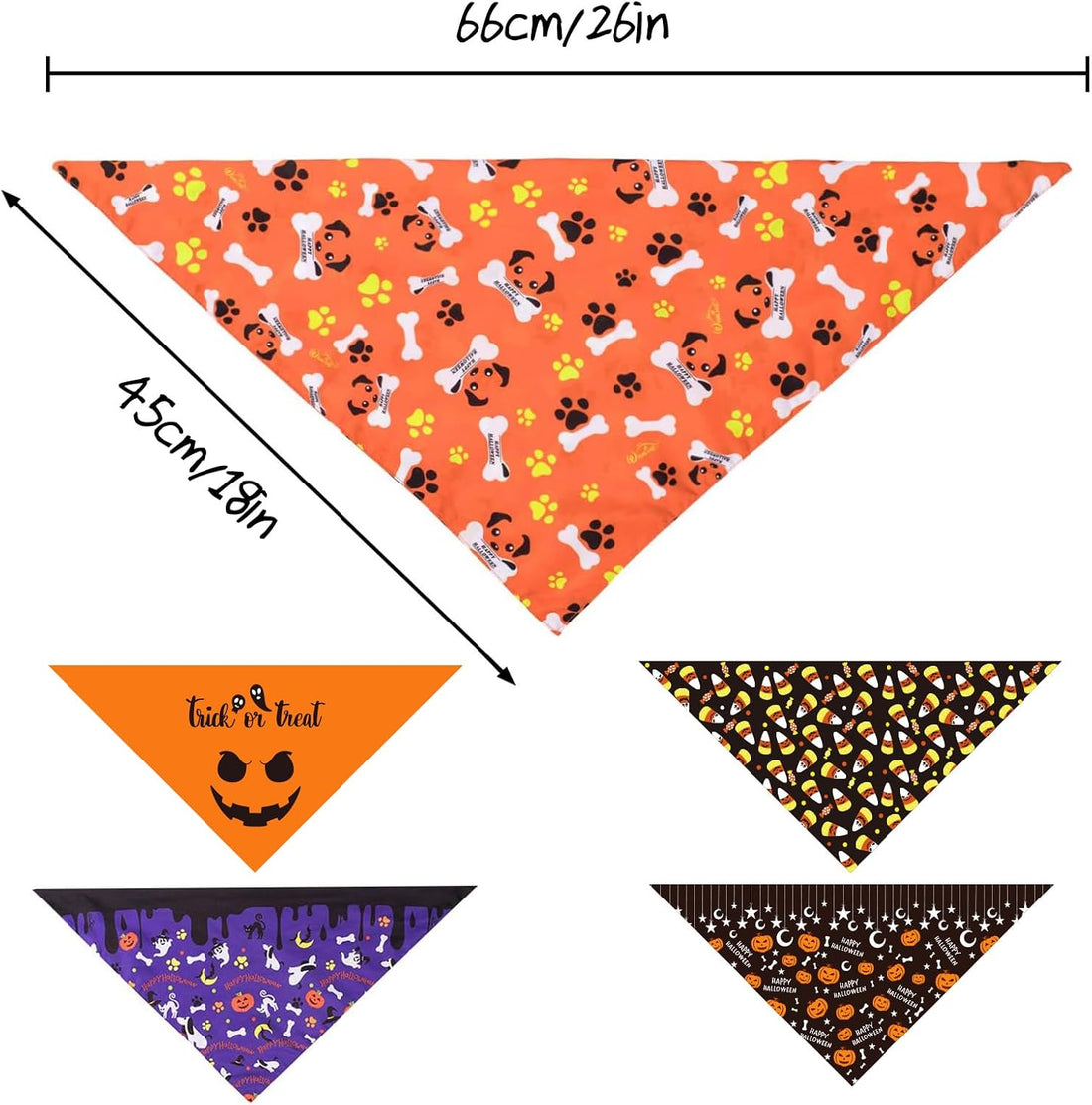Whaline 5 Pack Halloween Dog Bandanas