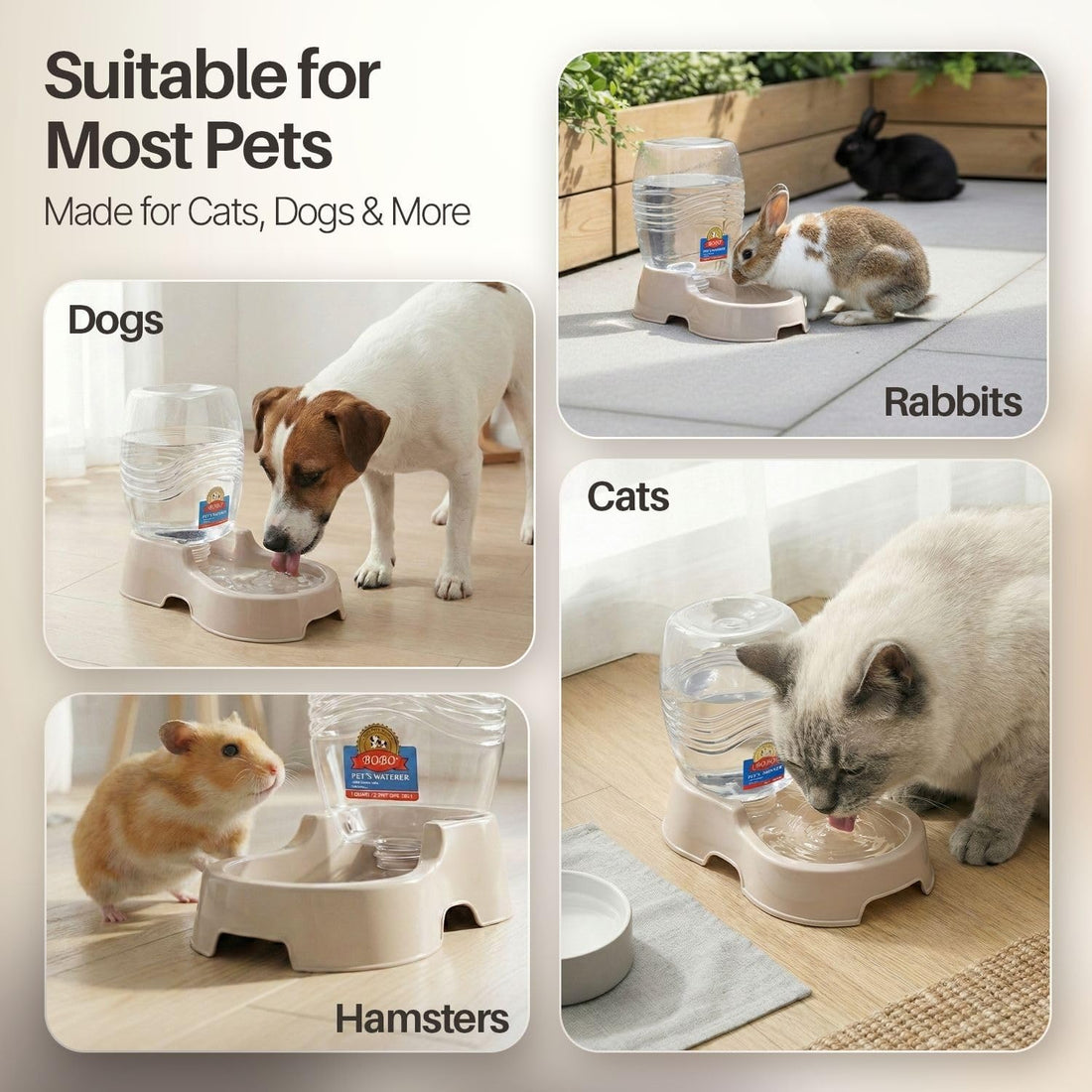 Flexzion Gravity Pet Water Dispenser for Cats & Small Dogs, 1/4 Gal