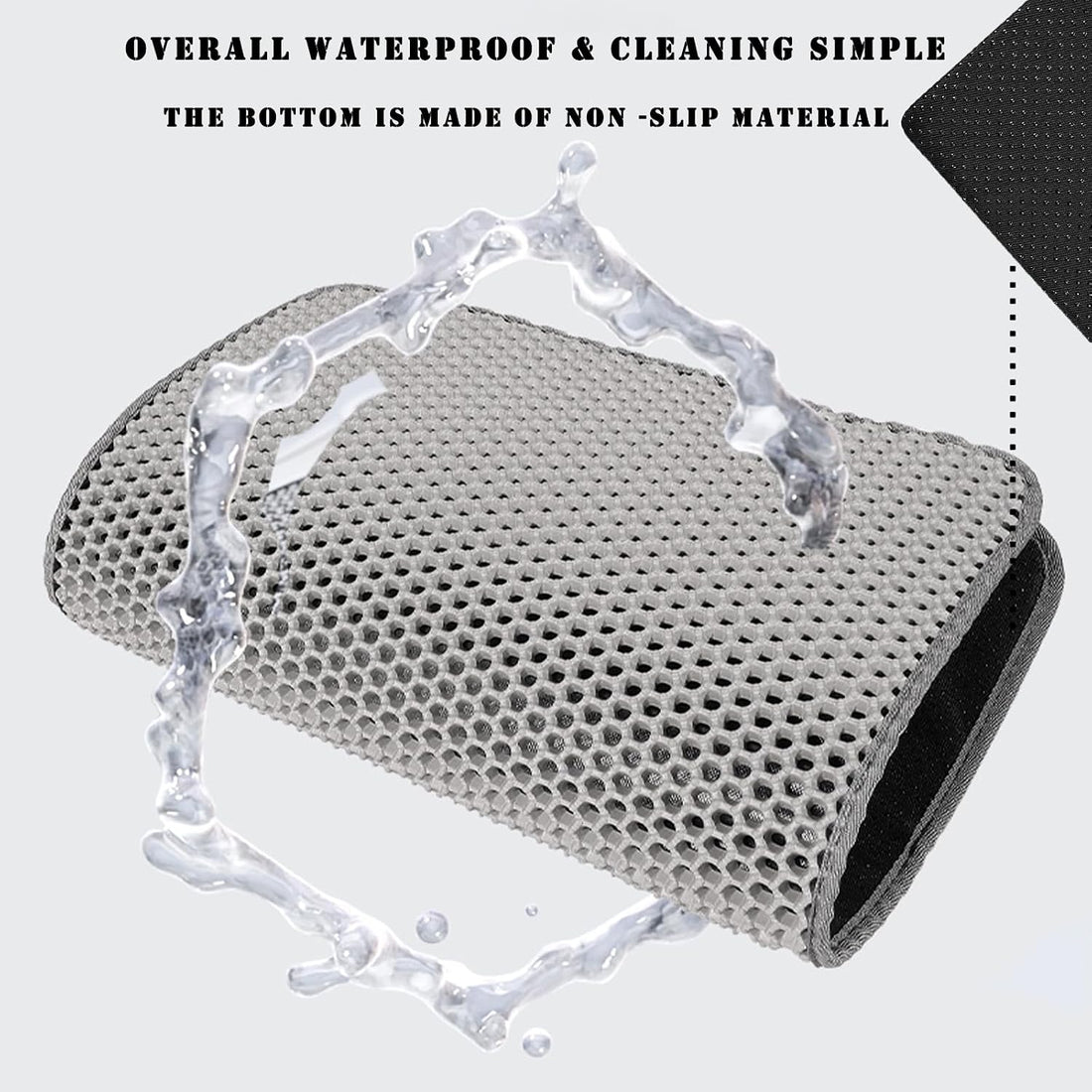 Cat Litter Mat, Double Layer Cat Litter Box Mat (24x18 Inch, Gray)