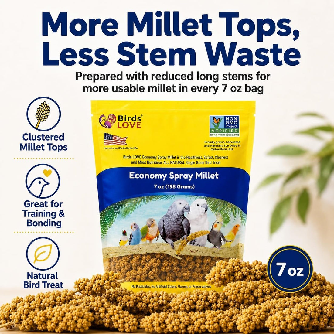 Birds LOVE Economy Spray Millet for Birds, 7 oz