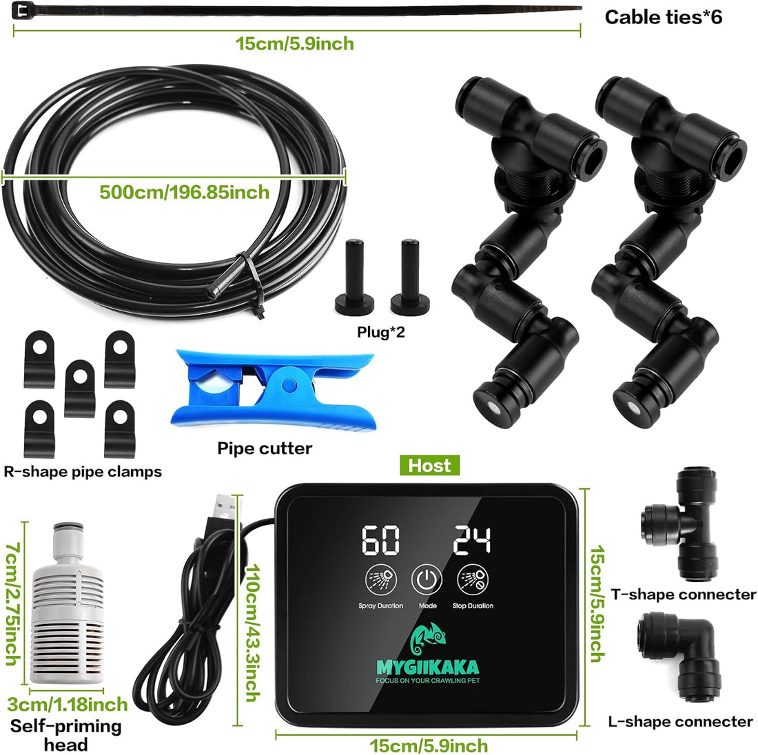 MYGIIKAKA Automatic Reptile Misting System, Reptile Humidifier Fogger