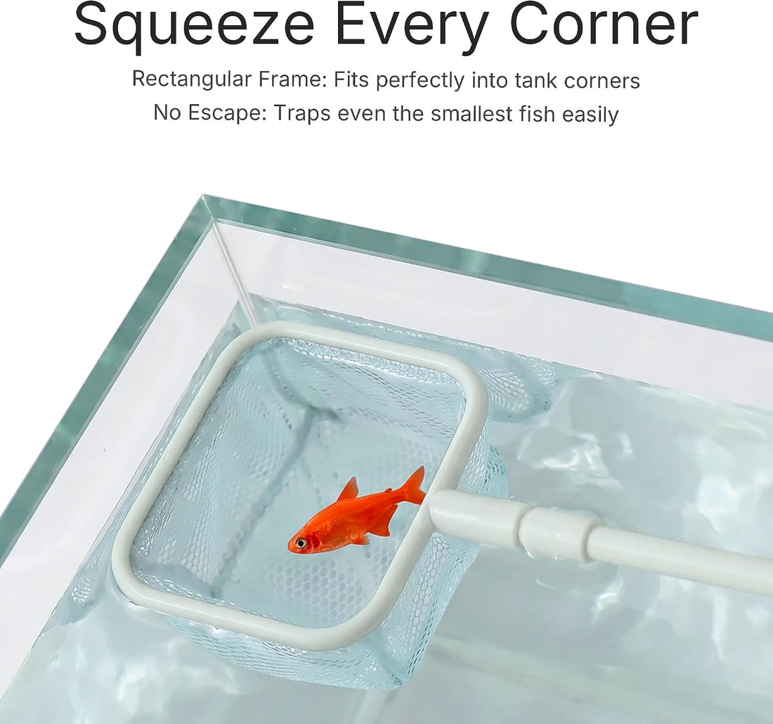 Aquarium Fish Net, 12.6in Square Fine Mesh for Betta Shrimp Tank