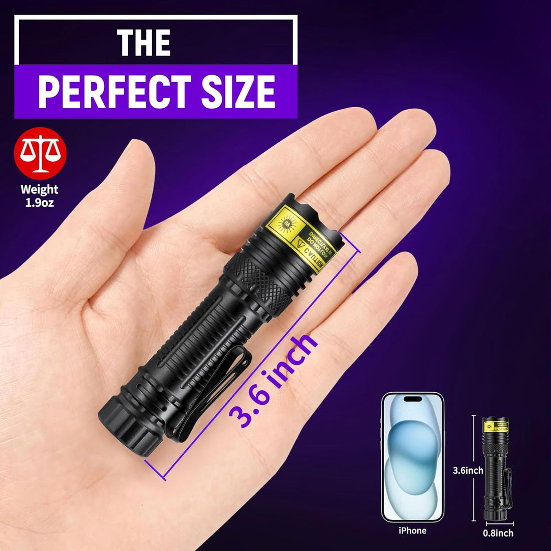 DARKDAWN UV Flashlight 365 & 395nm Black Light,Ultraviolet Blacklight