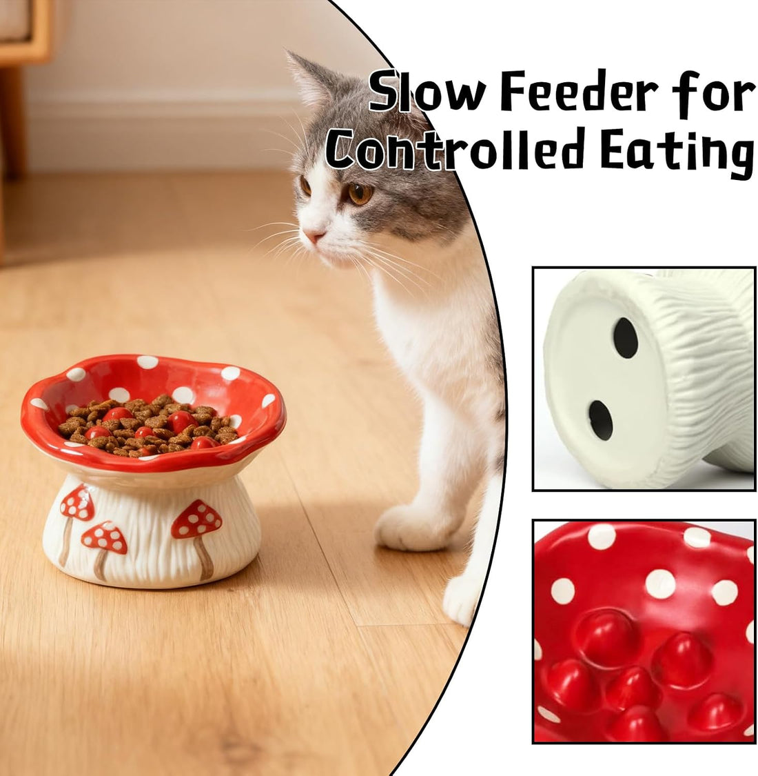 Cat Slow Feeder Bowl, Ceramic Slow Feeder Cat Bowls