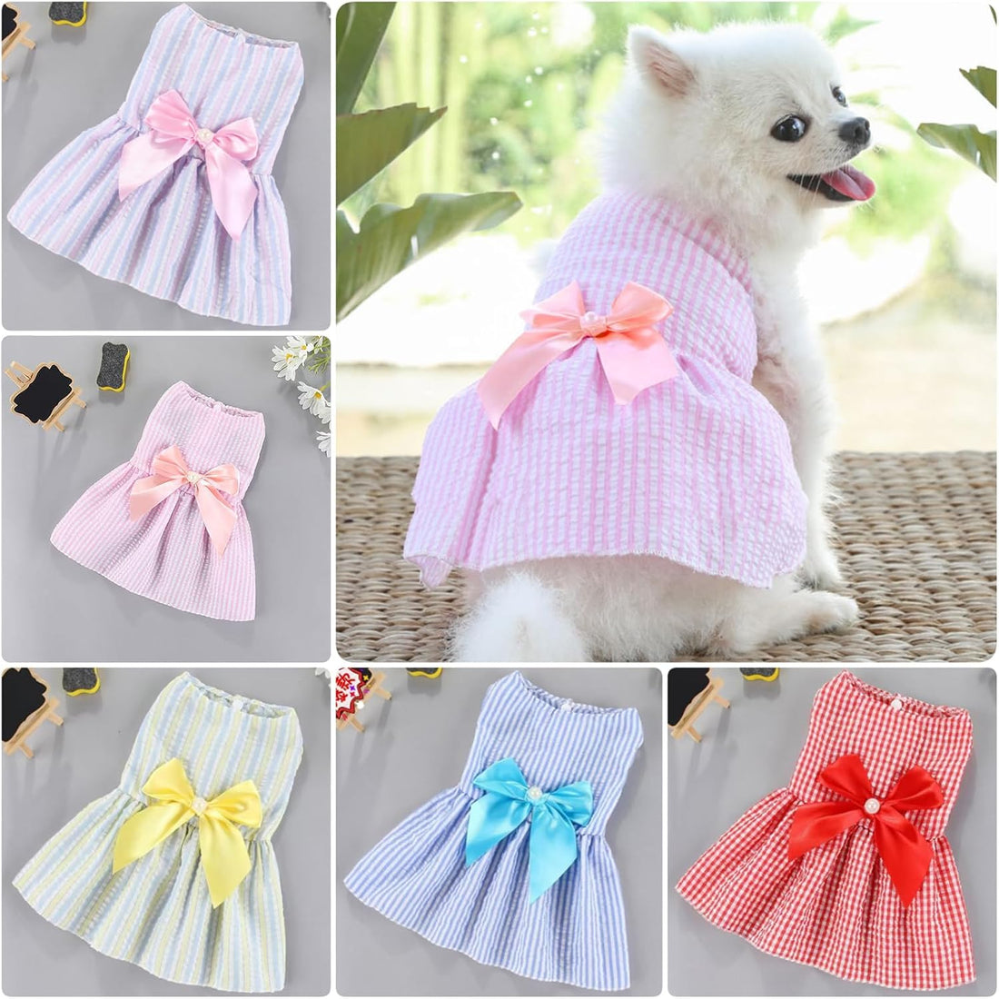 Dog Dress,1PC Dog Dresses with Cute Bowknot,Summer Dogs Clothes Pet