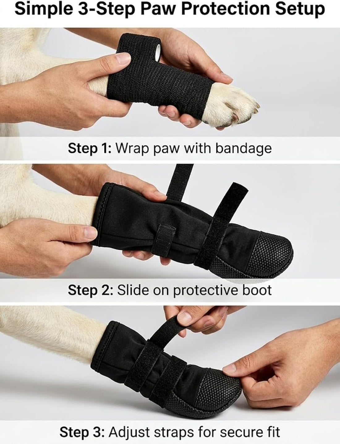 Dog Paw Wound Protection Kit with Recovery Boot & Self-Adhering