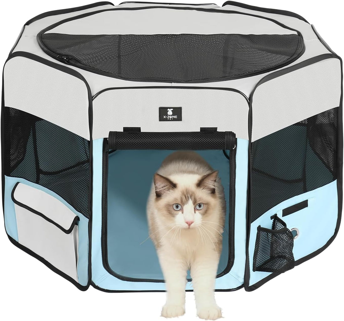 X-ZONE PET Foldable Dog Playpen, Portable Pet Play Pen for Puppy Cat