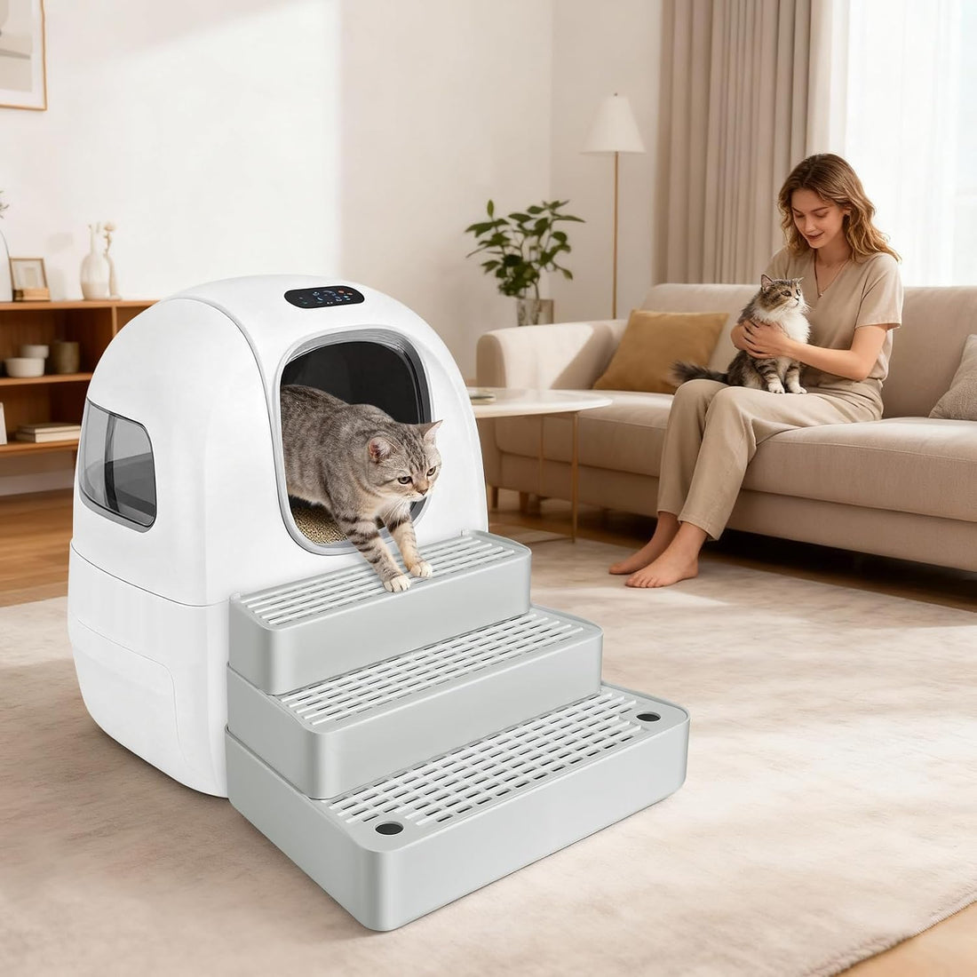 Extra Large 3 Steps Litter Box Ramp