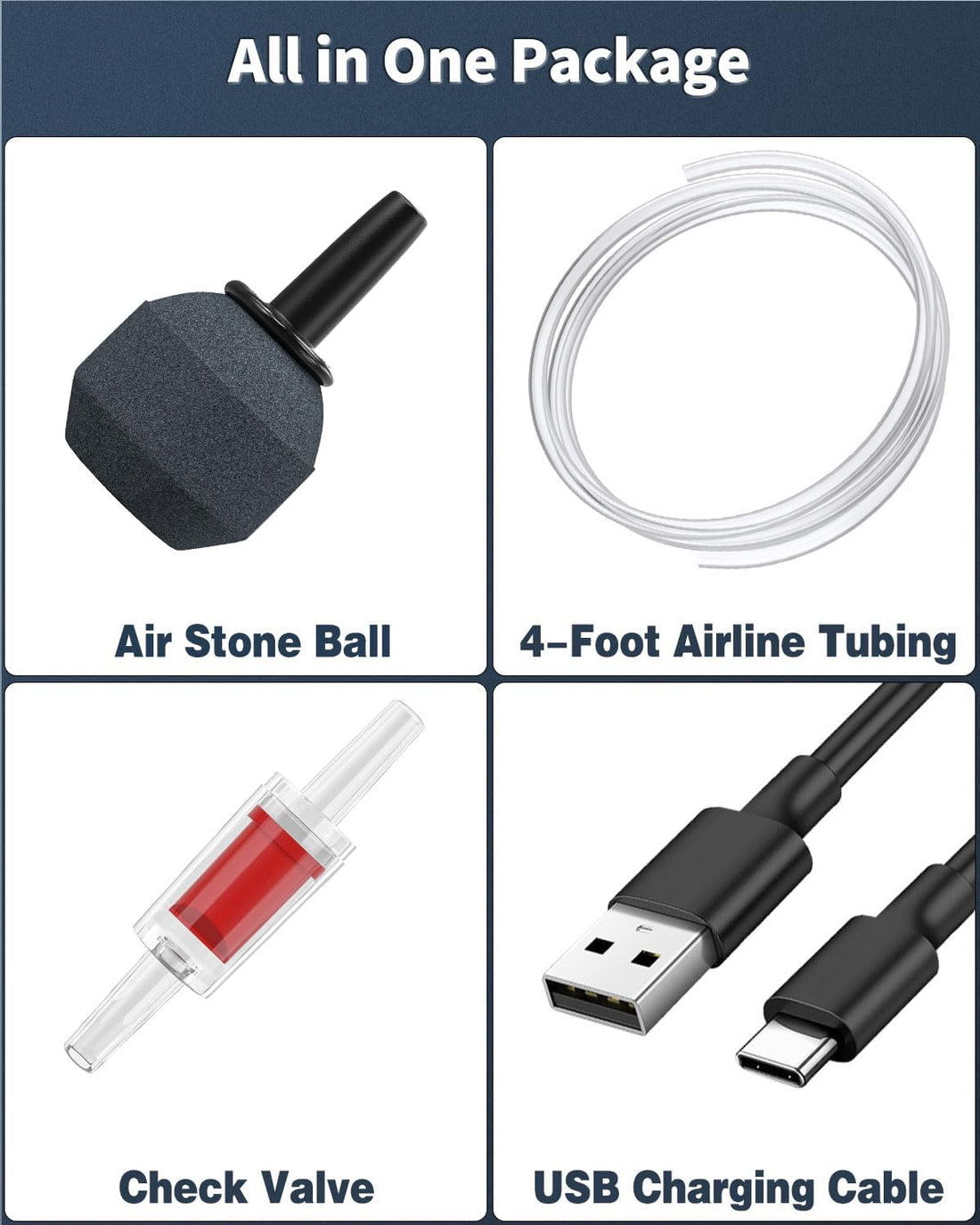 Pawfly Aquarium Lithium Battery Powered Air Pump USB Rechargeable
