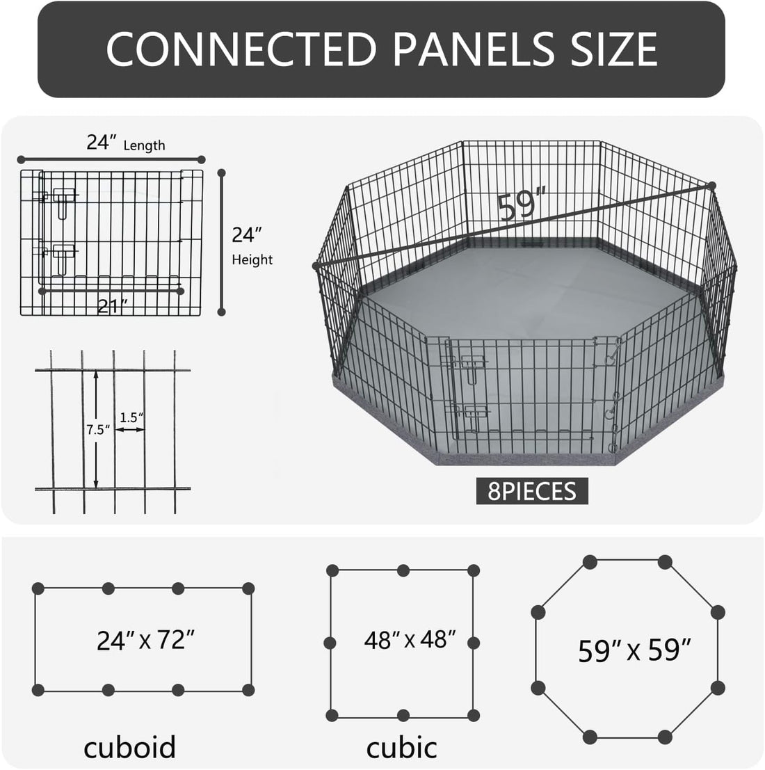 PETIME Foldable Metal Dog Exercise Pen/Pet Puppy Playpen Kennels Yard