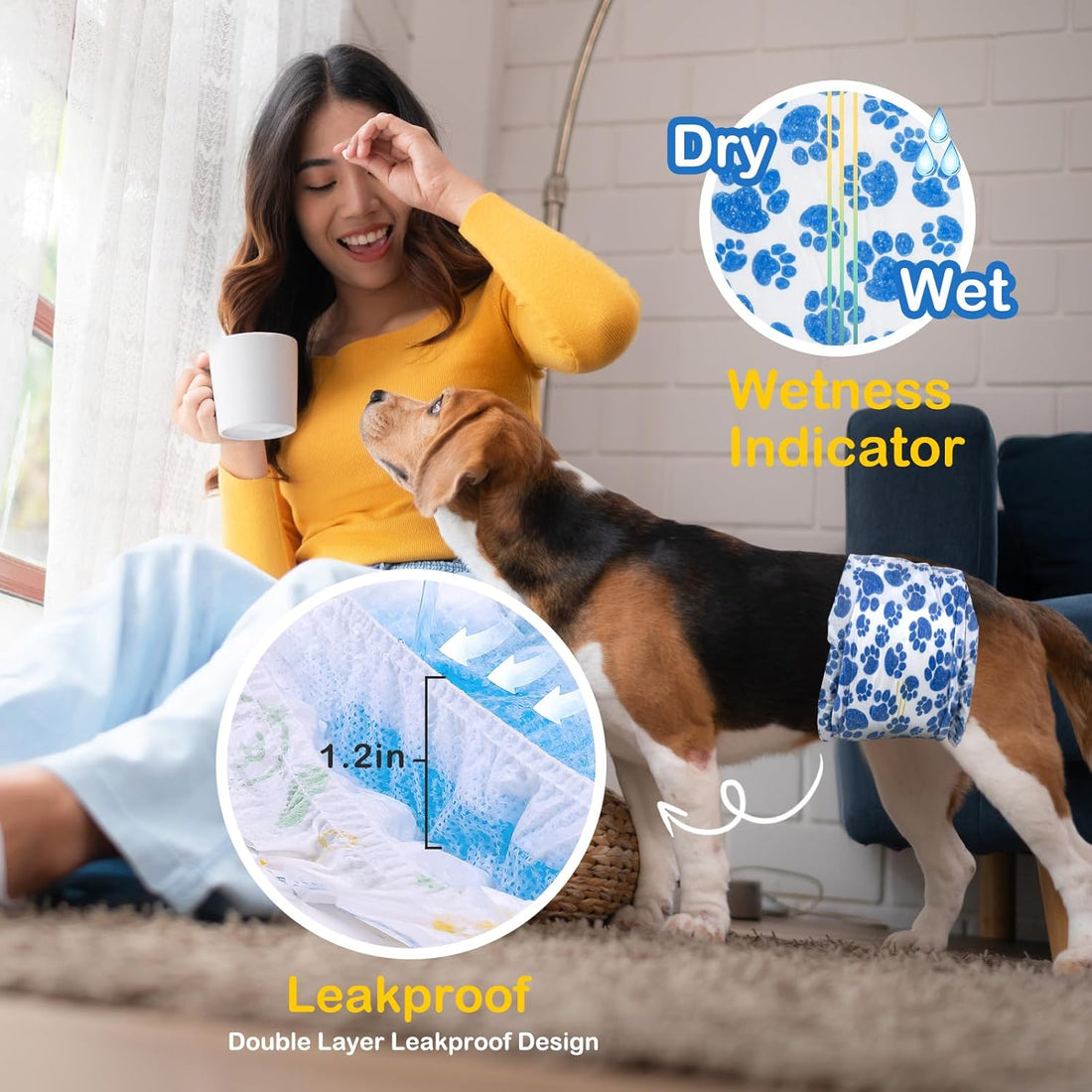 Dono Dog Diapers Male, Disposable Male Dog Wraps 60ct
