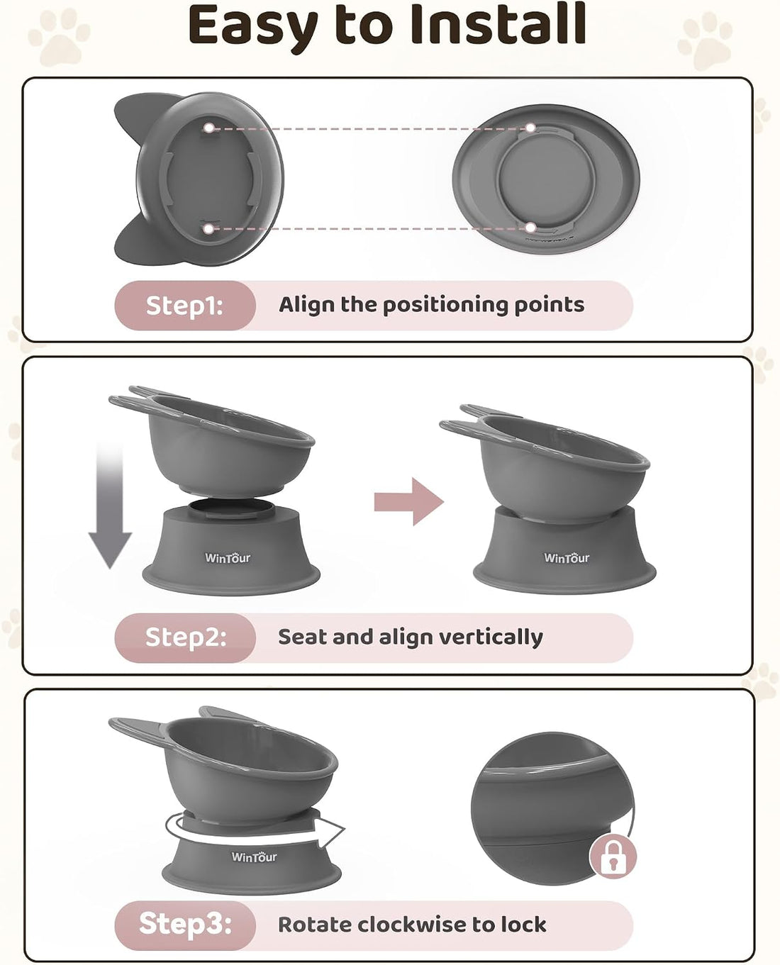 WinTour 2 Pack Elevated Cat Bowls with Food Mat