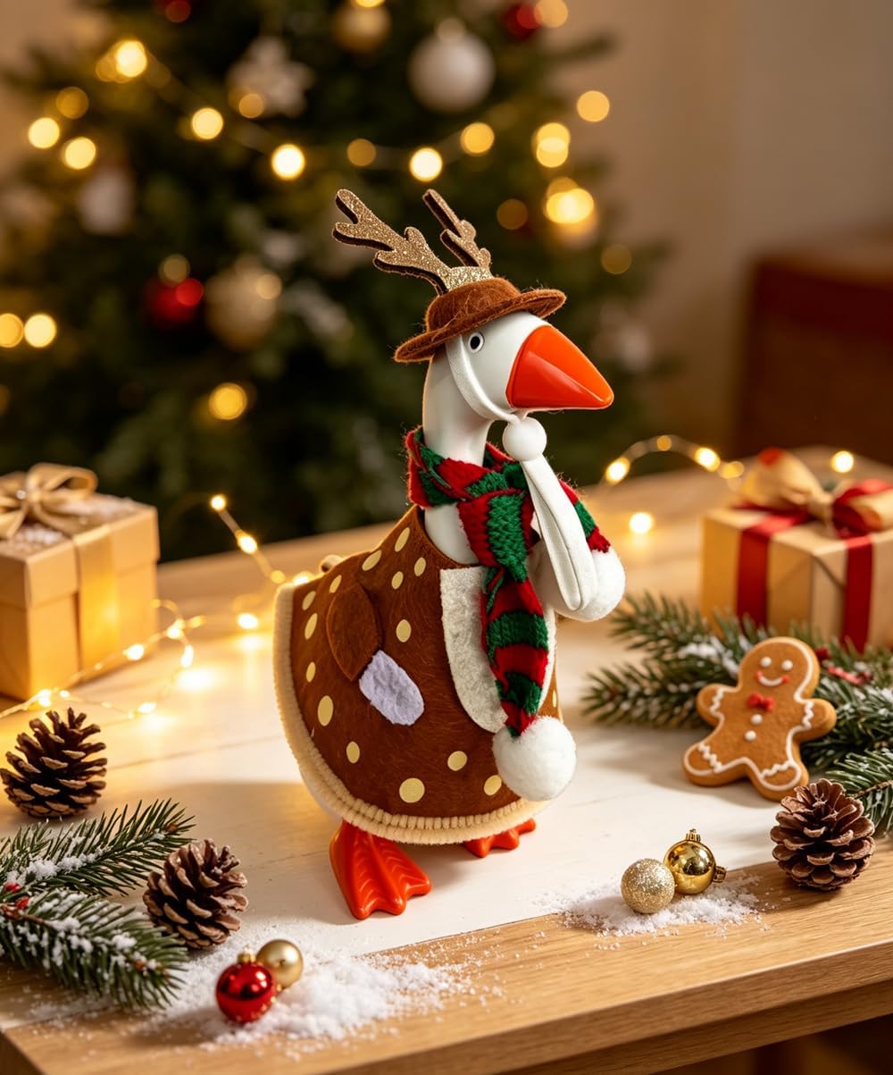 Christmas Desk Goose Outfits 7 Inch Desktop Geese Statue Clothes