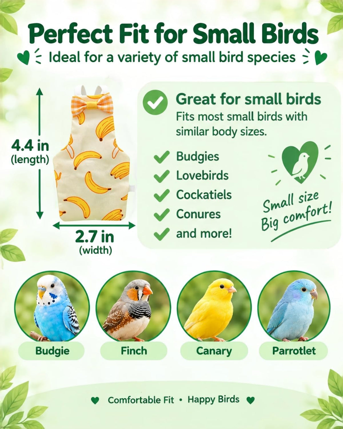 8Pcs Bird Diaper Set, Cockatiel Diaper & Parakeet Diaper