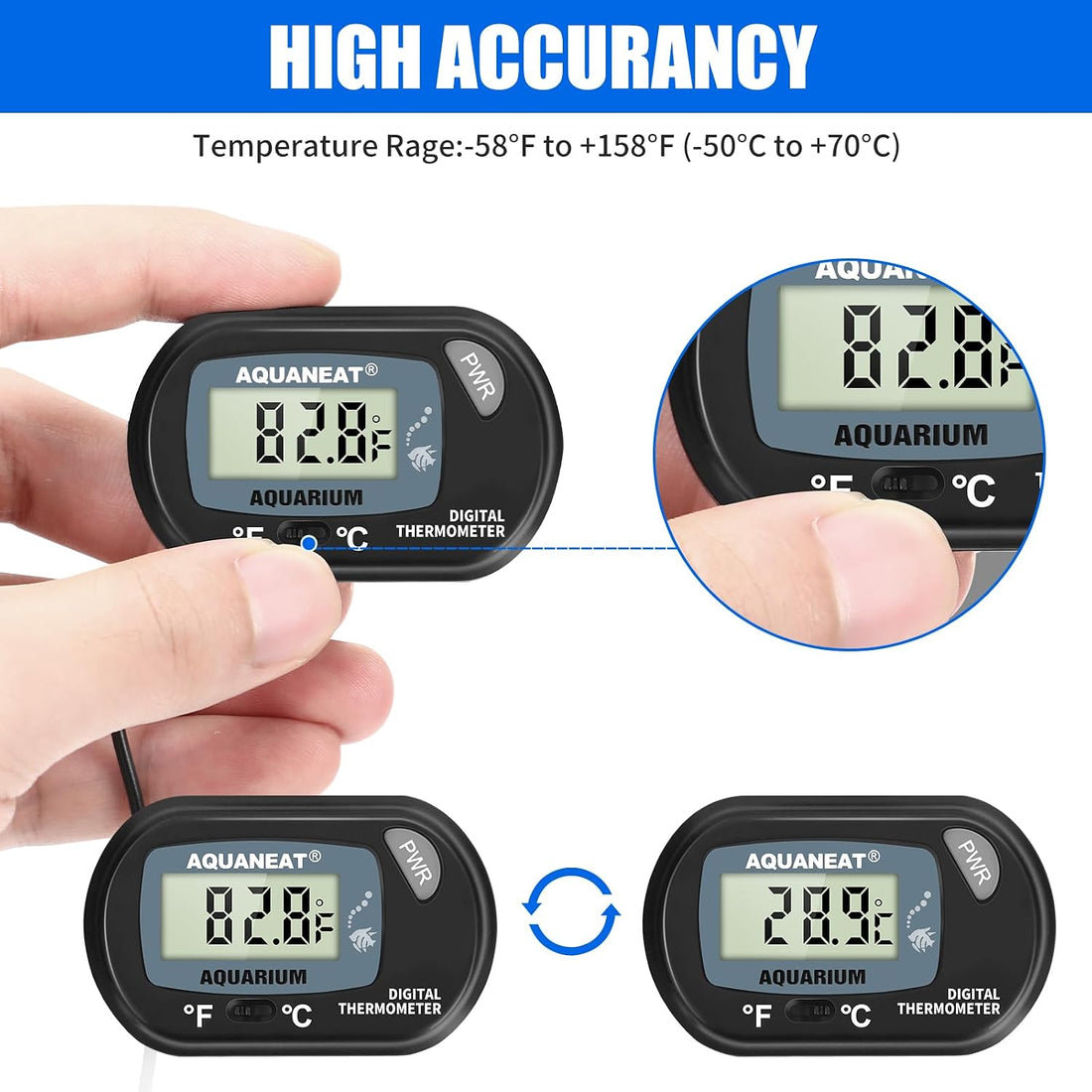 AQUANEAT 2 Pack Aquarium Thermometer, Fish Tank Thermometer