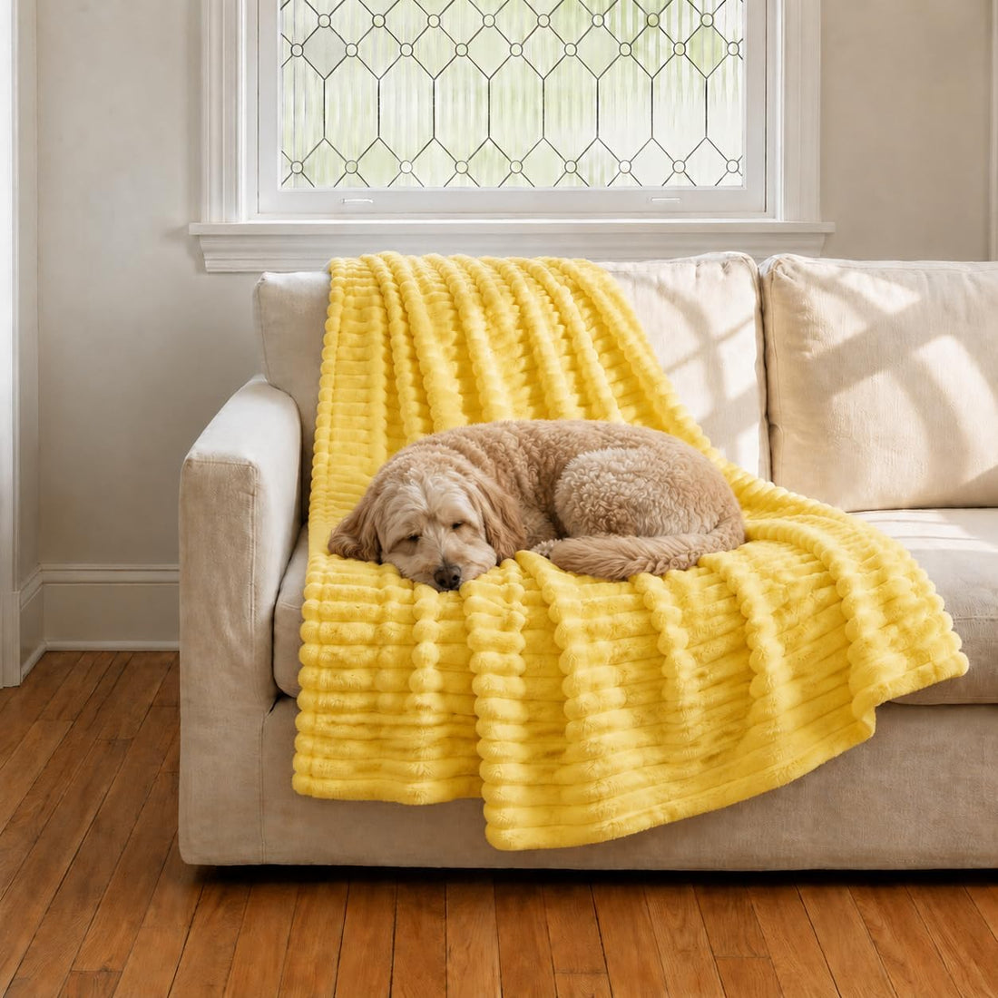 Emotional Support Blanket Yellow Dog Security Blanket Indoors Sofa