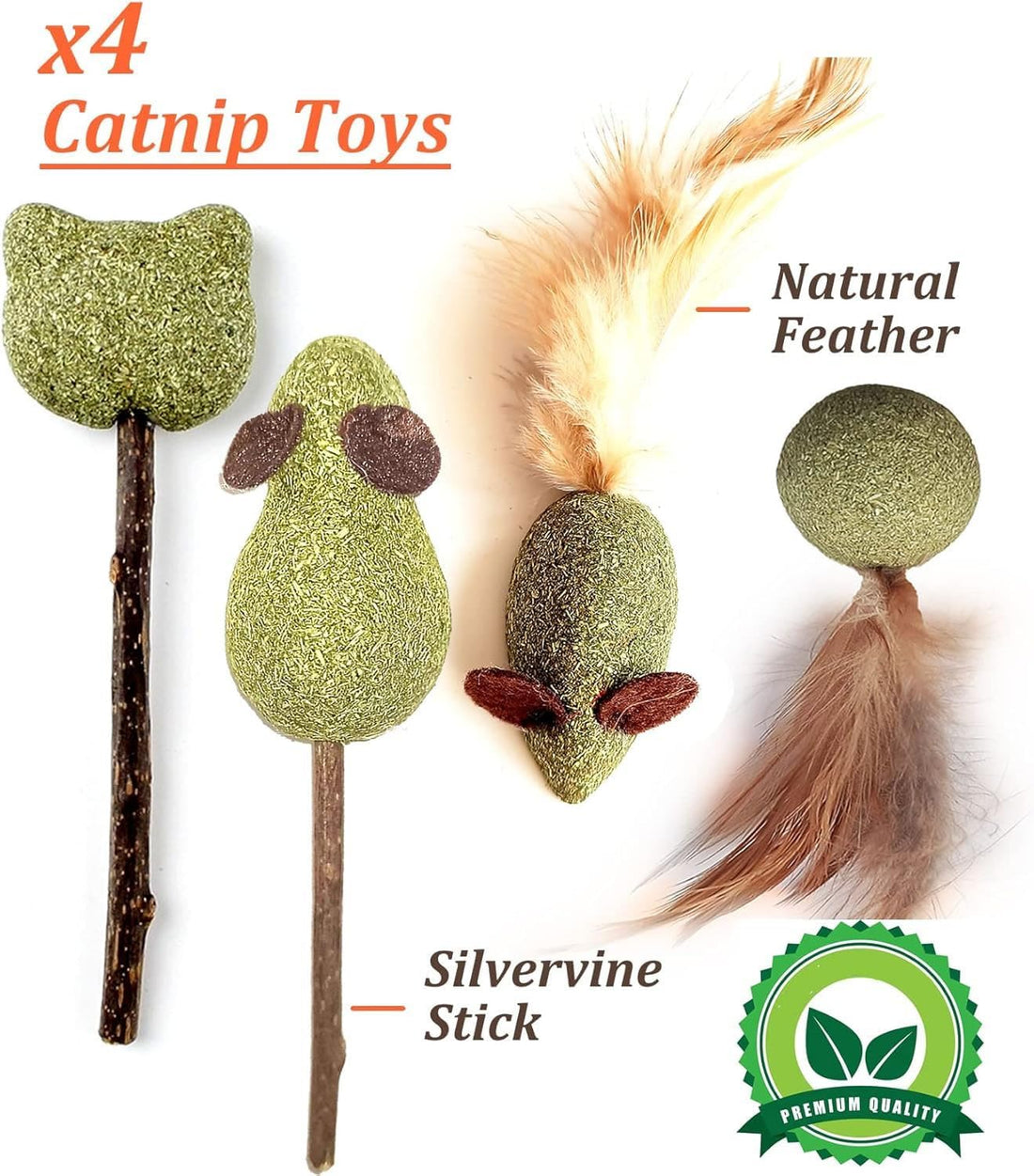 Kidpet 12 Pack Catnip & Silvervine Cat Toys — Organic Catnip Balls