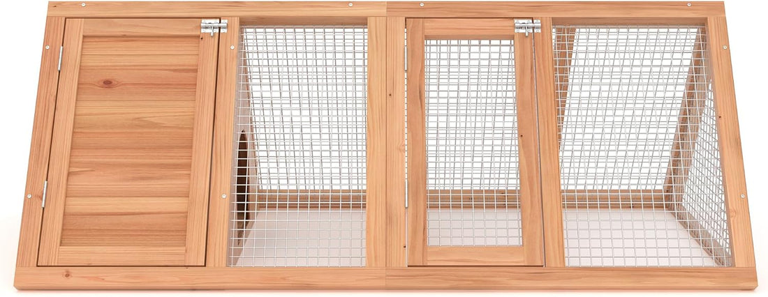 Rabbit Hutch, Small A-Frame Chicken Coop Outdoor w/ 2 Door & Run Cage