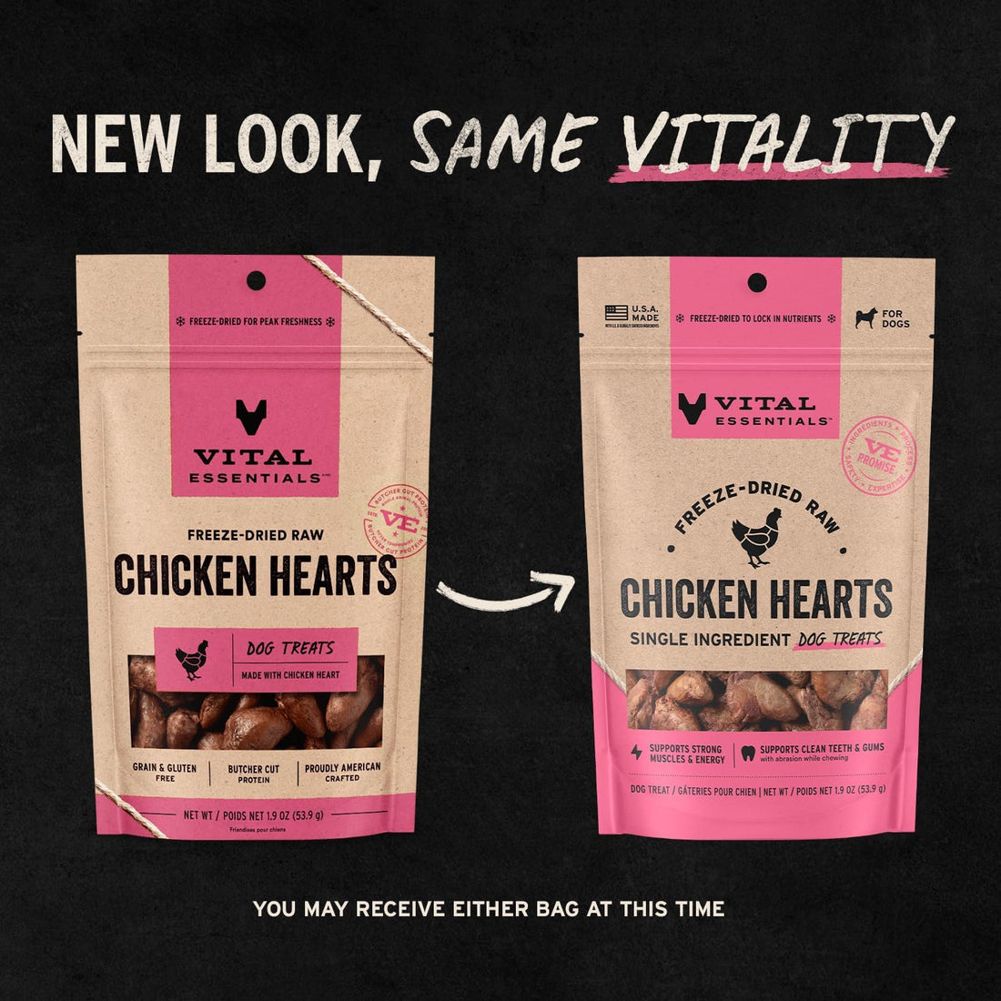Vital Essentials Freeze Dried Raw Chicken Hearts Dog Treats