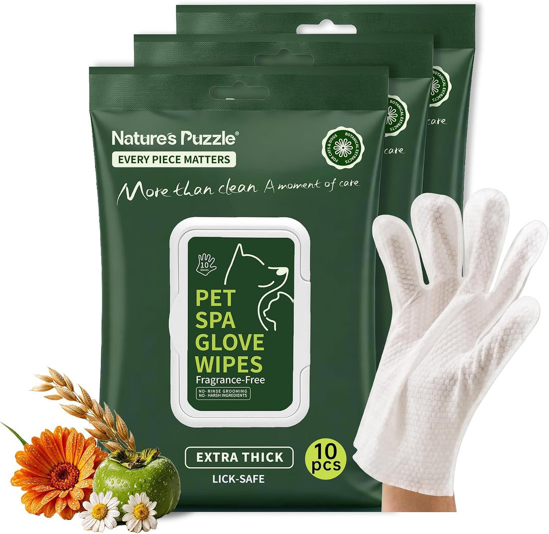 Hypoallergenic Dog & Cat Bathing Glove Wipes, 10 ct