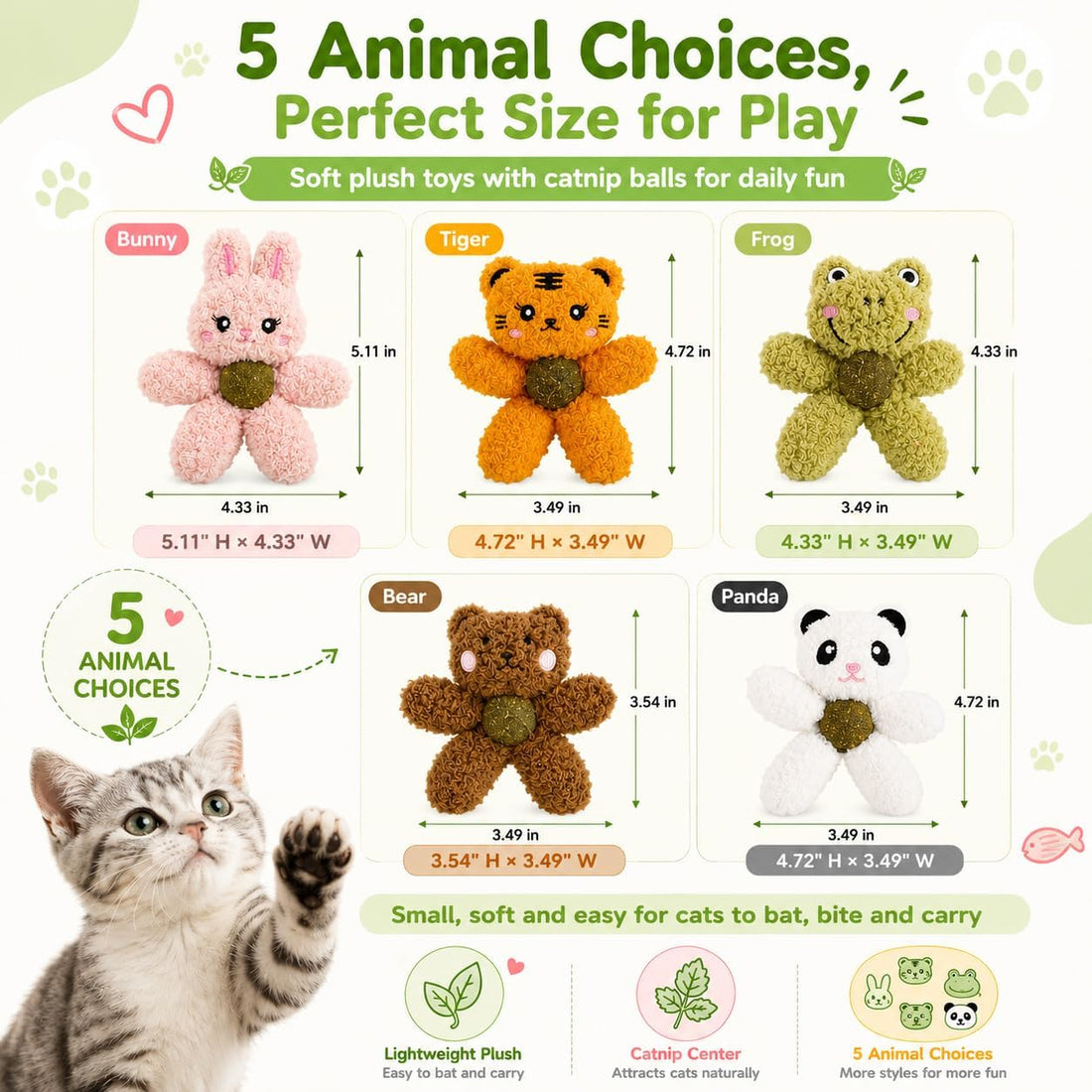 Plush Catnip Toys for Indoor Cats