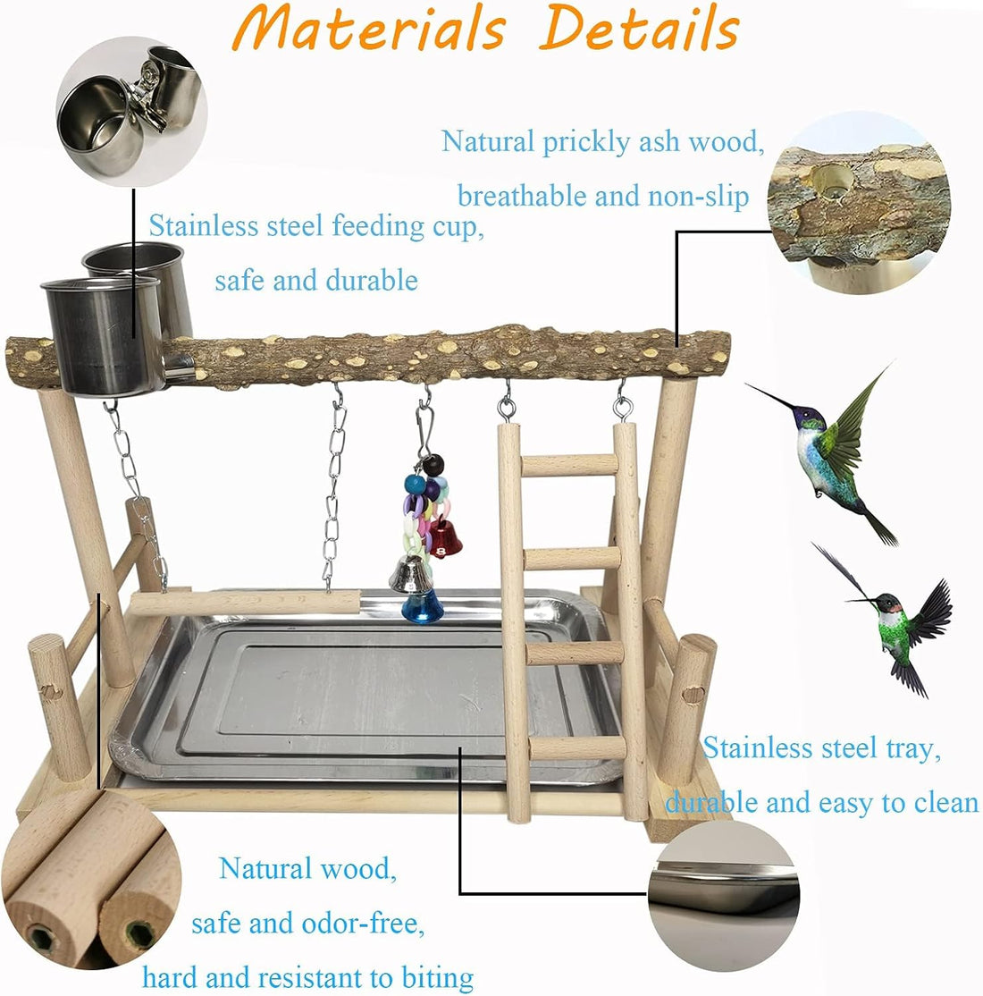 PINVNBY Bird Playground Parrot Playstand Birds Play Stand Wood