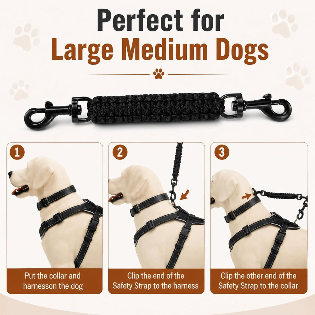 Amabro Handmade Dog Collar Safety Clip Heavy Duty Double Ended 8.66"