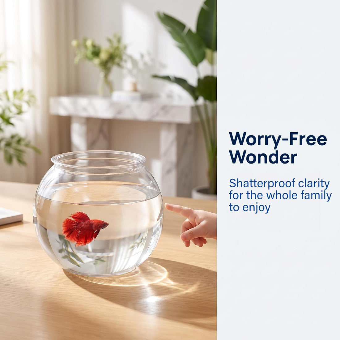 POPETPOP Plastic Aquarium Betta Fish Tank 1 Gallon Clear Goldfish