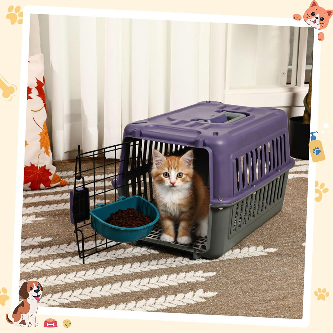 2 Set 17.5" up to 13lbs Small Cat Dog Travel Pet Carrier