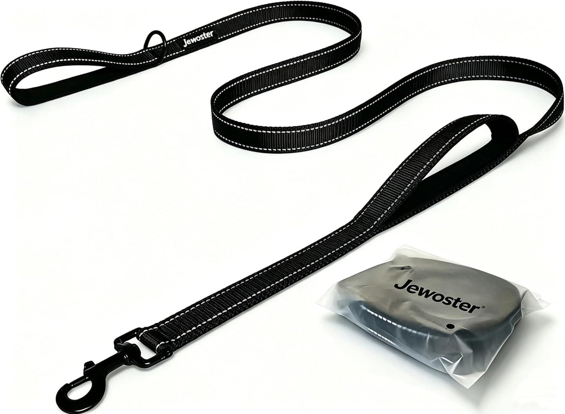 Heavy Duty Dog Leash - 2 Handles by Padded Traffic Handle for Extra
