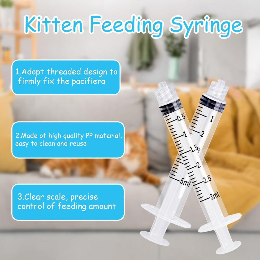 Jiaxix Pet Bottle Feeding Kit, Puppy & Kitten Nursing Supplies, Blue