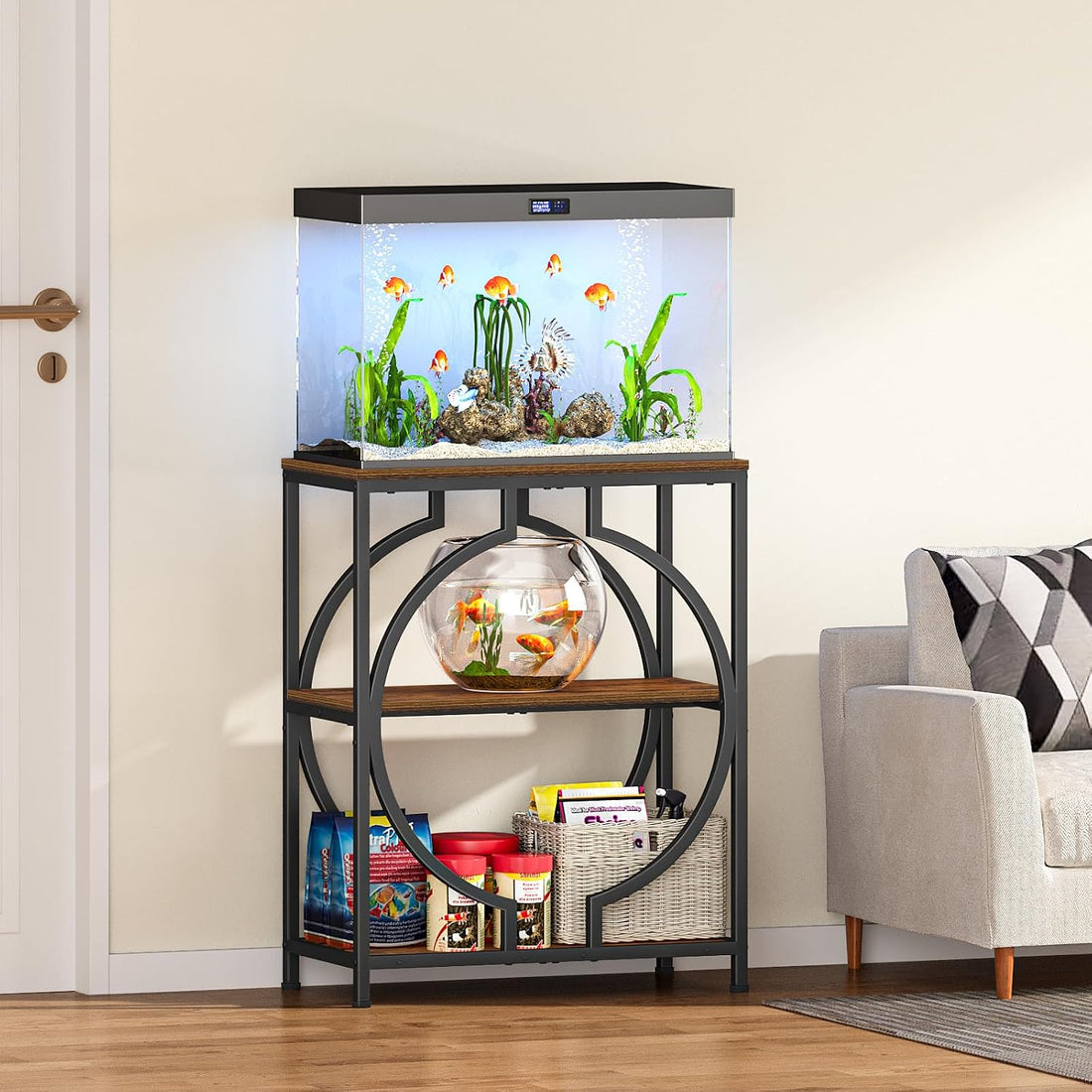 Snughome 20 Gallon Fish Tank Stand, Aquarium Stand with 3 Tier Storage
