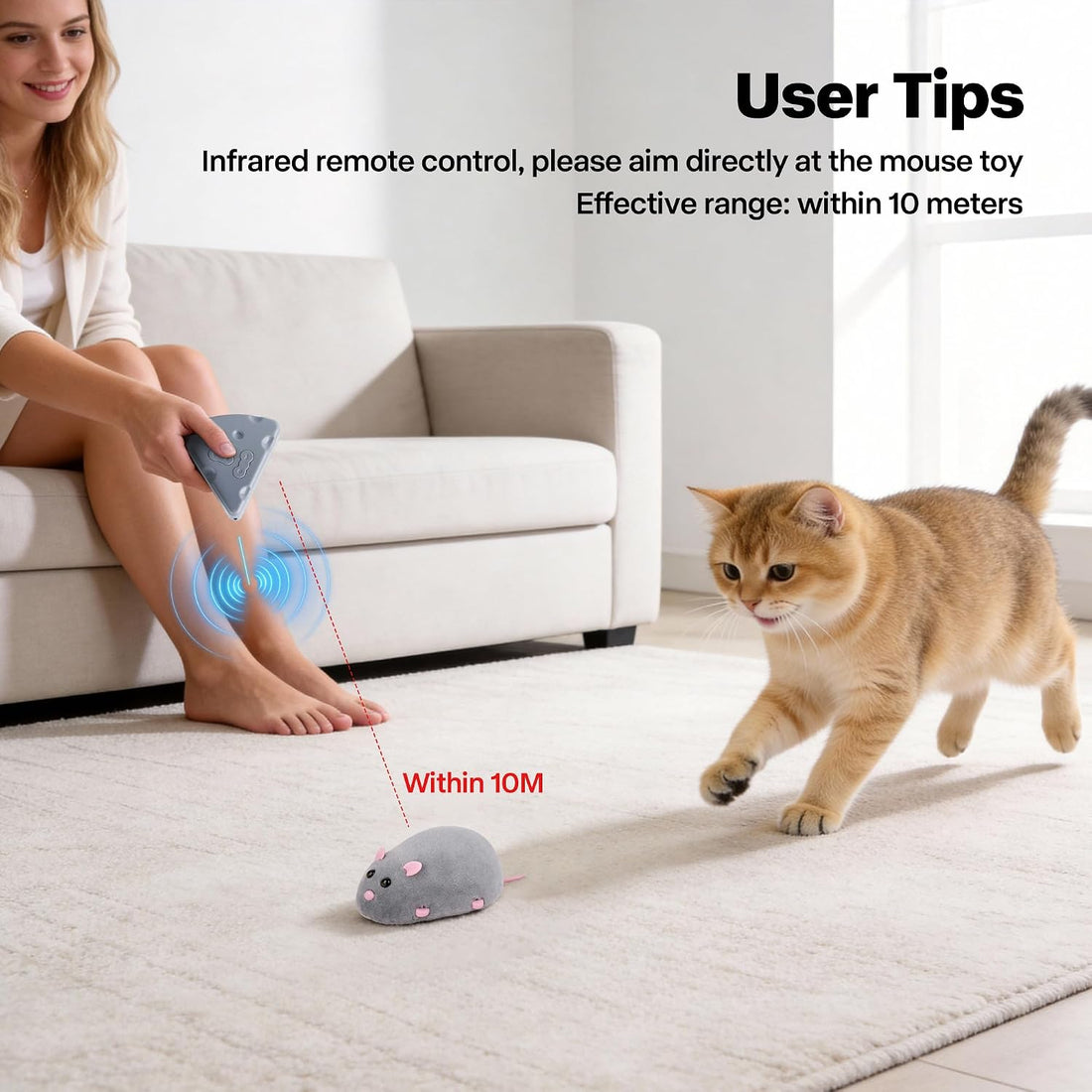 Pet Prime Interactive Cat Mouse Toy with Remote Control,Rechargeable