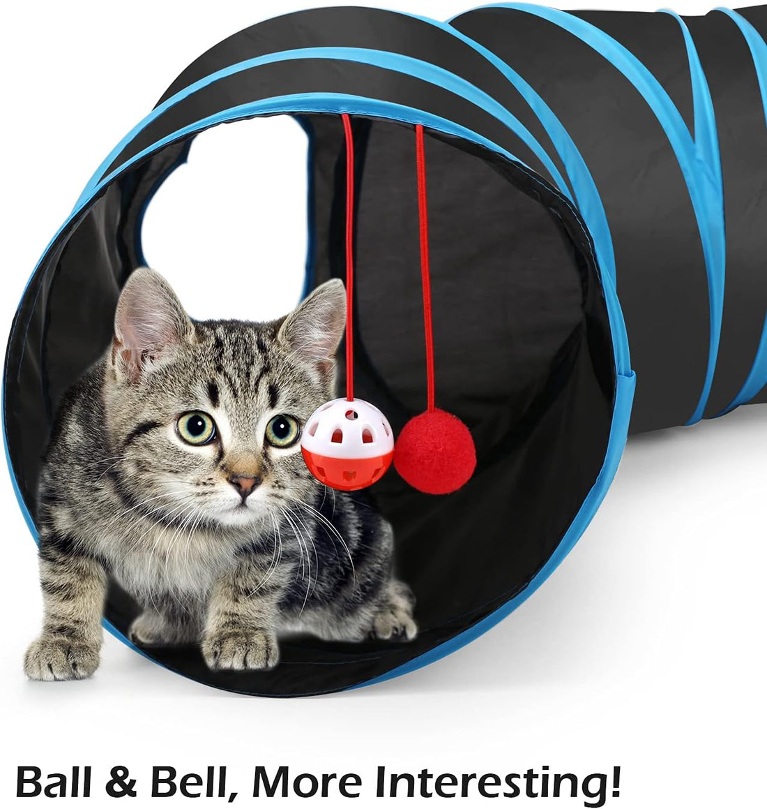 Pawaboo Cat Toys, Cat Tunnel Tube S-Shaped Tunnels 25x97cm Extensible