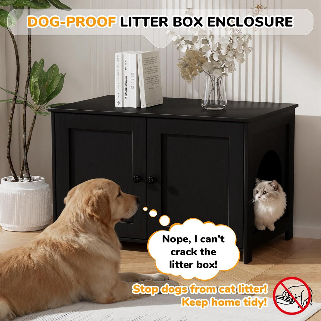 Cat Litter Box Enclosure Furniture Dog Proof