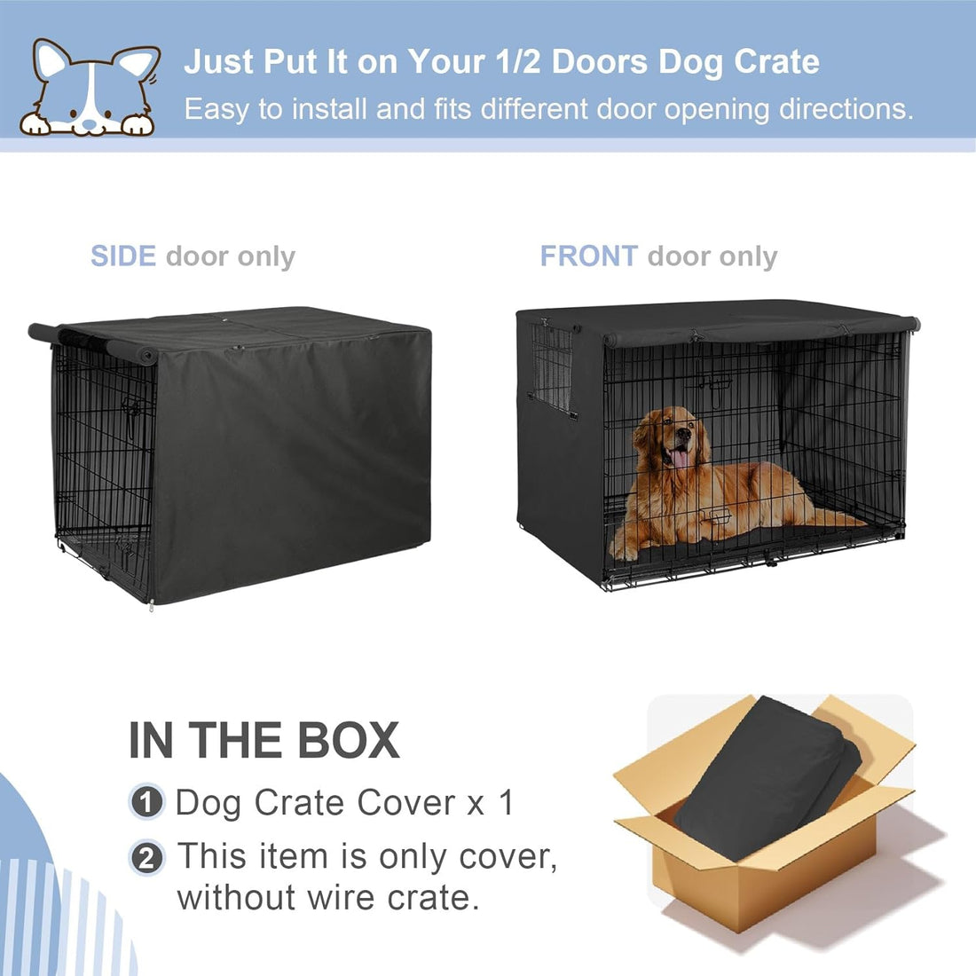 Explore Land Dog Crate Cover Heavy Duty Polyester Pet Kennel Sunshade