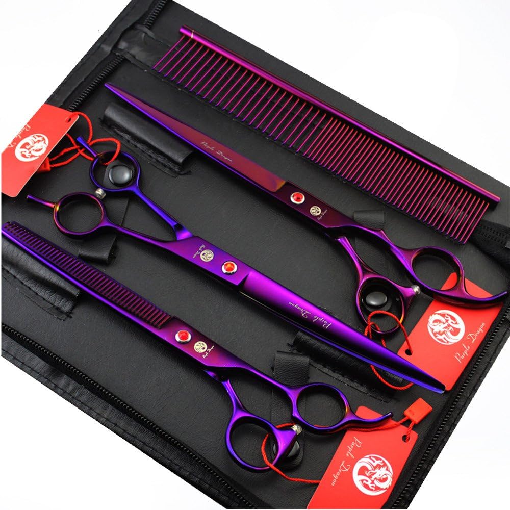Purple Dragon 8 inch 3 in 1 Professional Pet Grooming Thinning