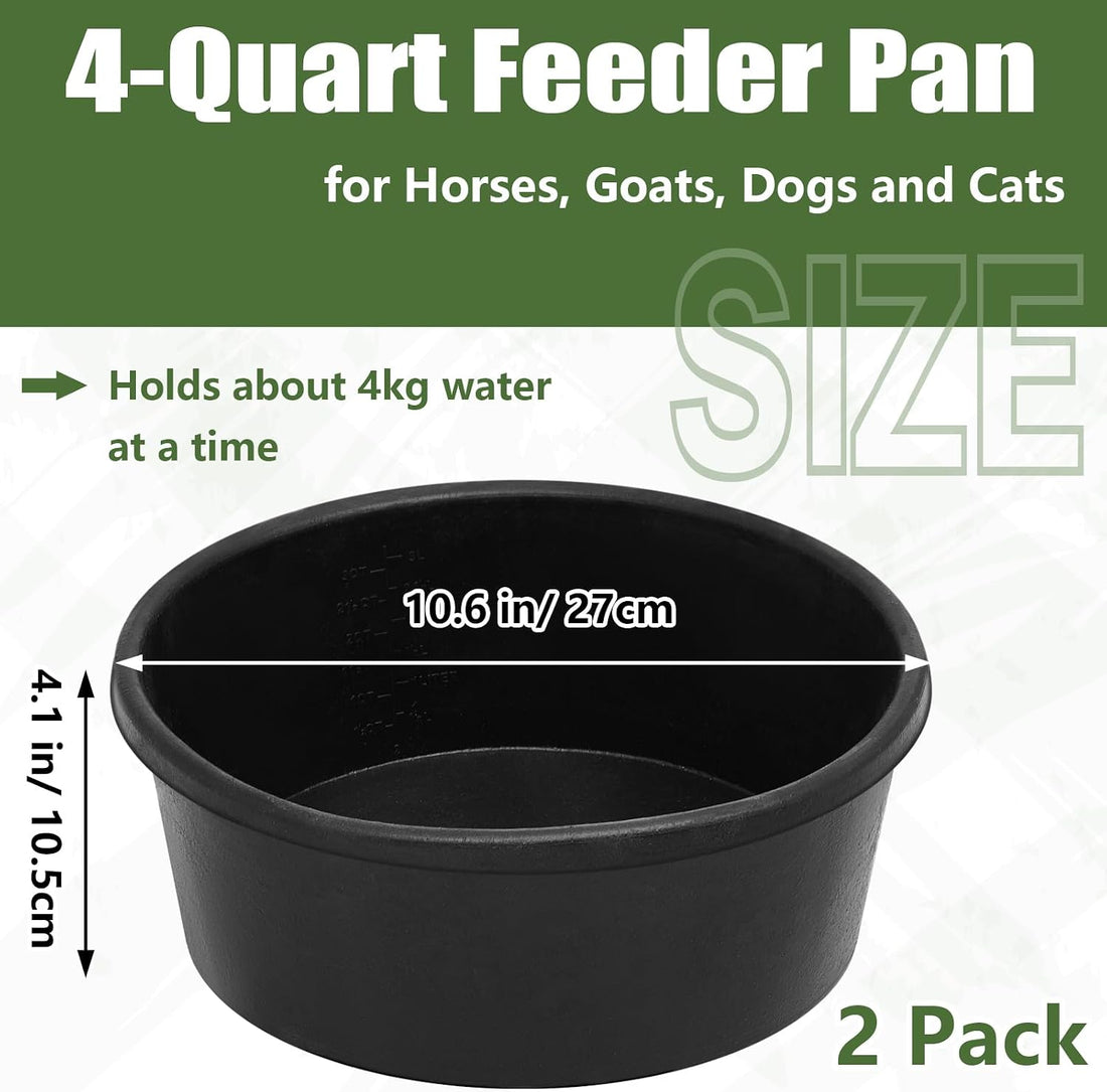 Sadnyy 2 Pcs 4 Quart/ 1 Gallon Rubber Feeder Pan Horse Feed Bucket