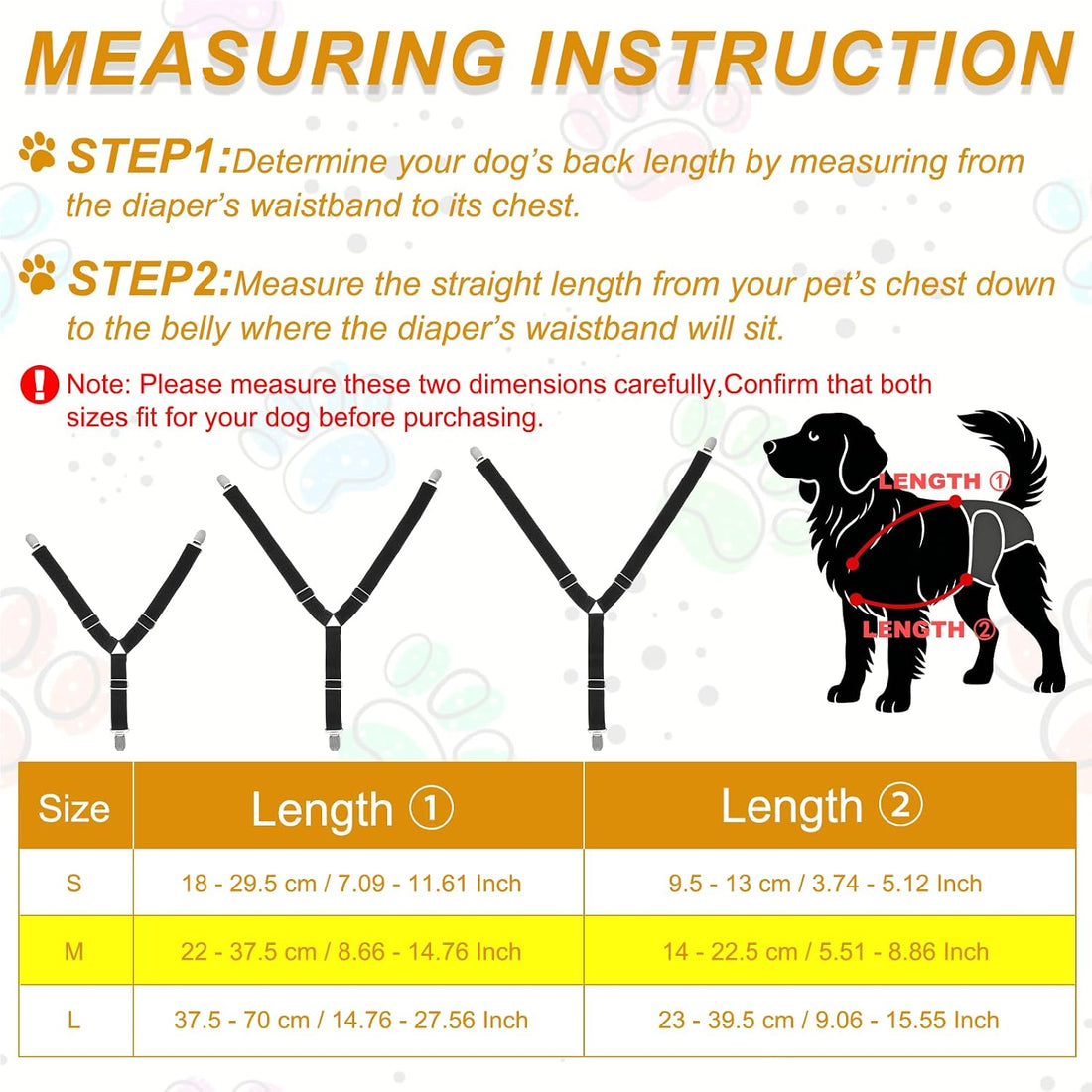 Pet Diapers Keeper Suspender, M, Black, 2 Pcs