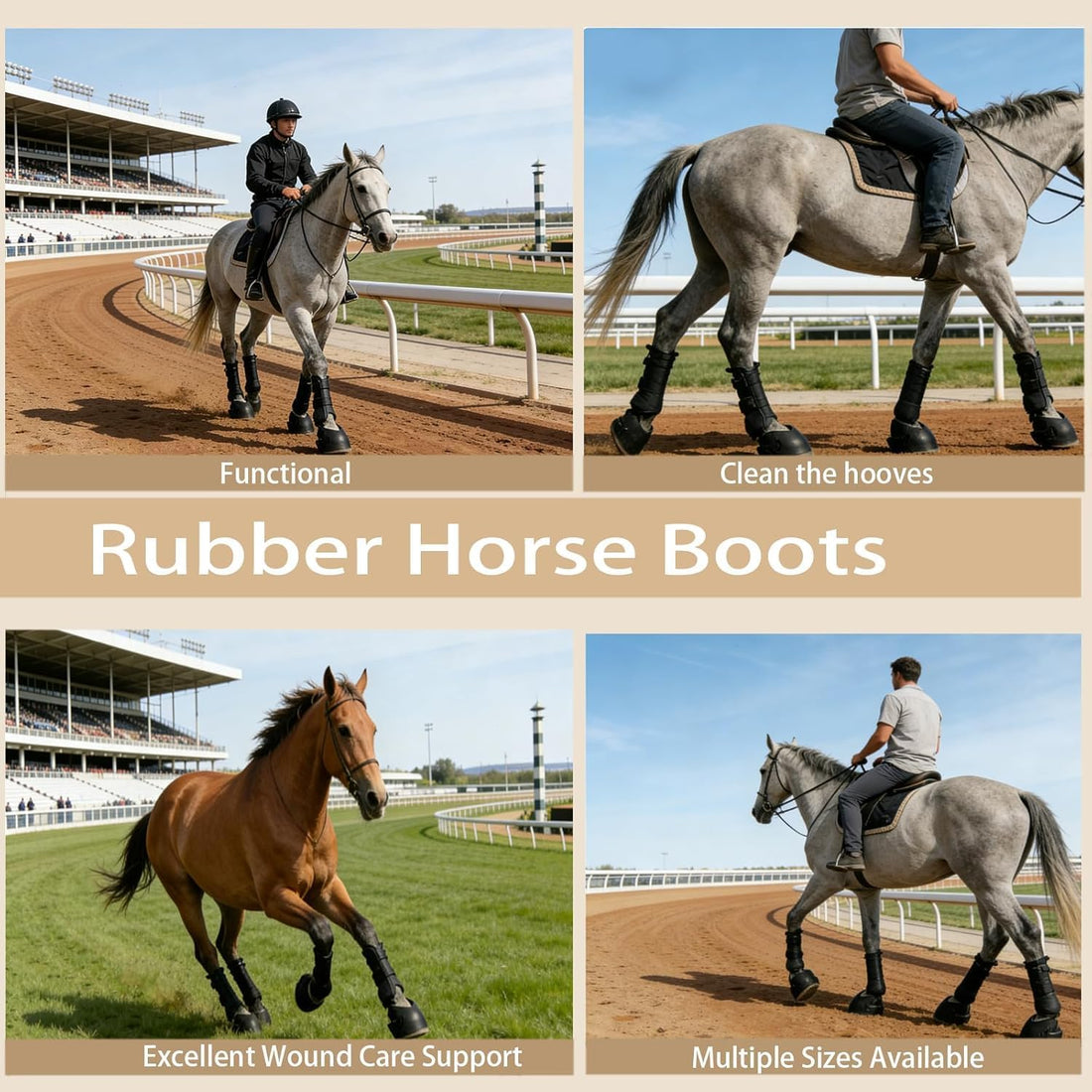 2 Pack Hoof Boots for Horses, Horse Hoof Boots, Rubber Horse Boots