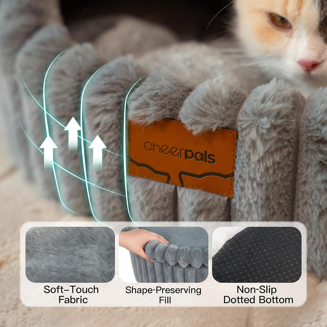 CHEERPALS Cloud Cat Cave Bed for Indoor Cats Hooded Bed with Zipper