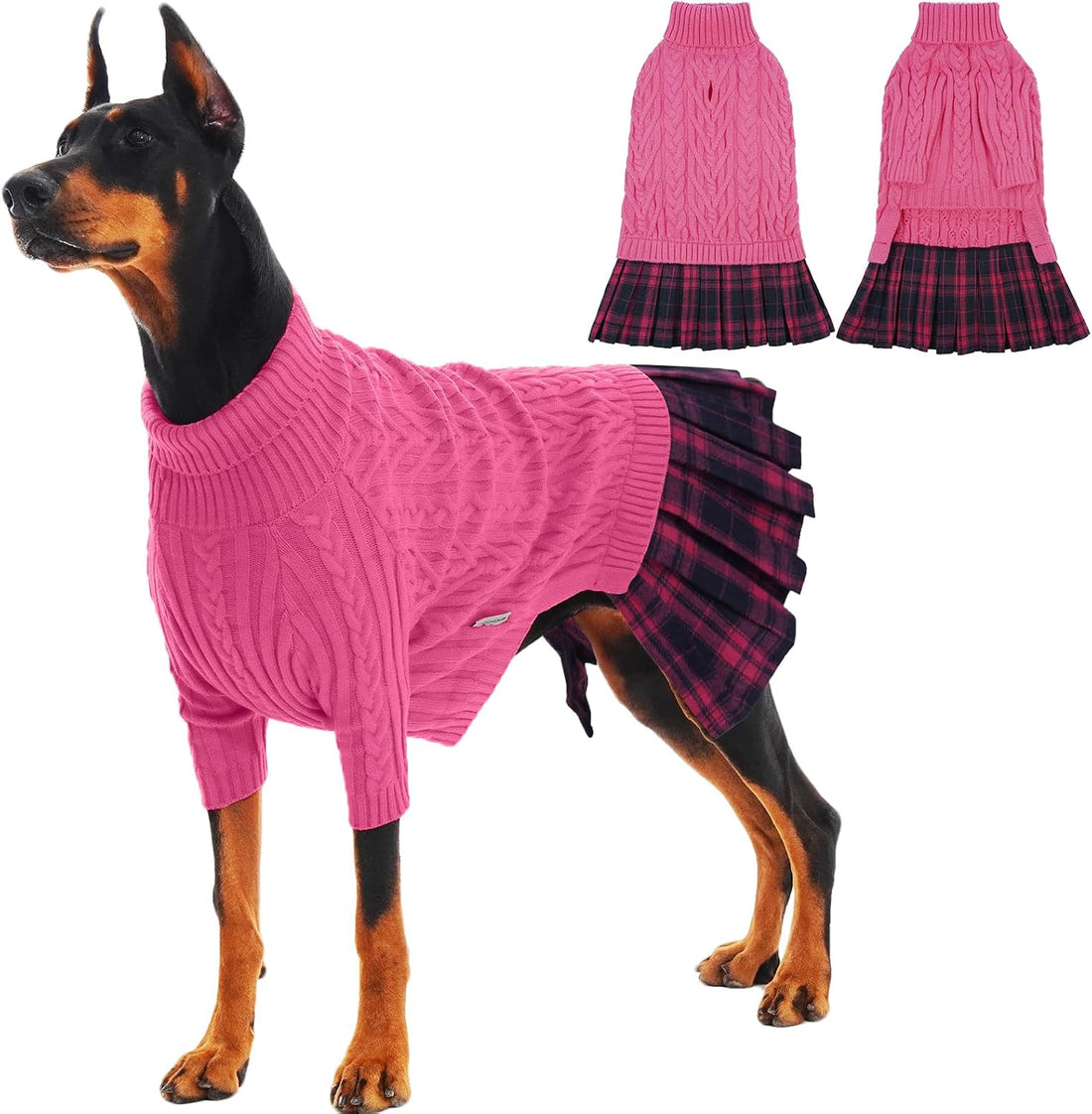 IECOii Dog Sweater Dress for Female Dogs, Knit Girl Dog Sweater Skirt