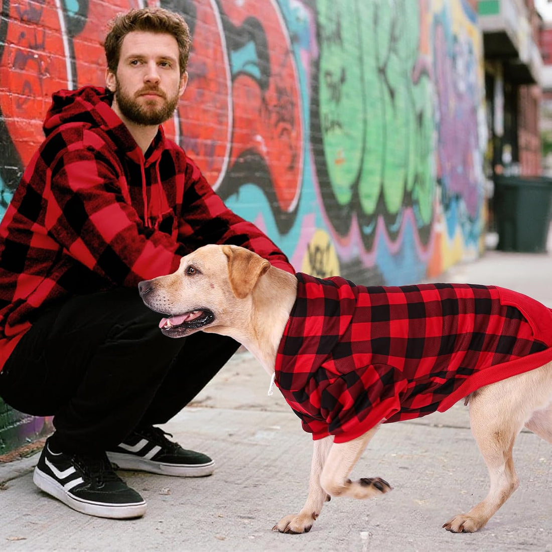 KOOLTAIL Plaid Dog Hoodie Pet Clothes Sweater with Hat and Pocket