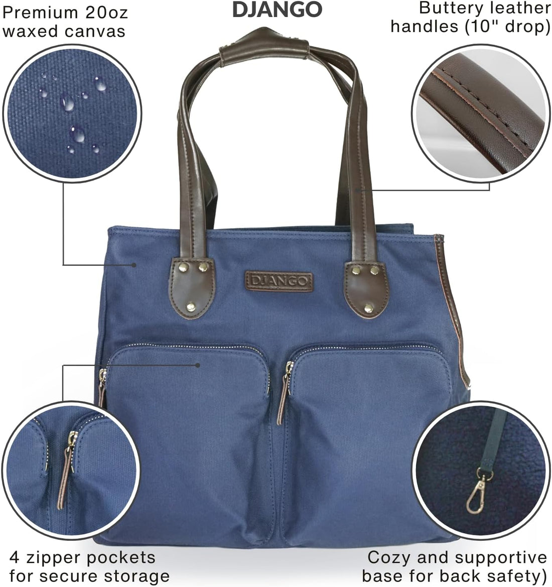 DJANGO Dog Carrier Tote Bag for Small Dogs, Supportive Base - Navy