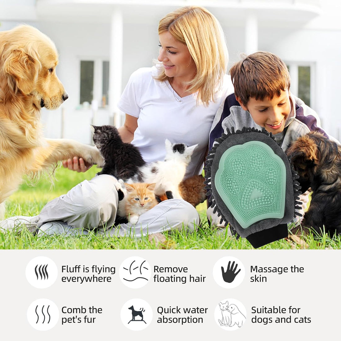 Histotree Green Double-Sided Dog Bath Glove Dog Washing Glove Massage