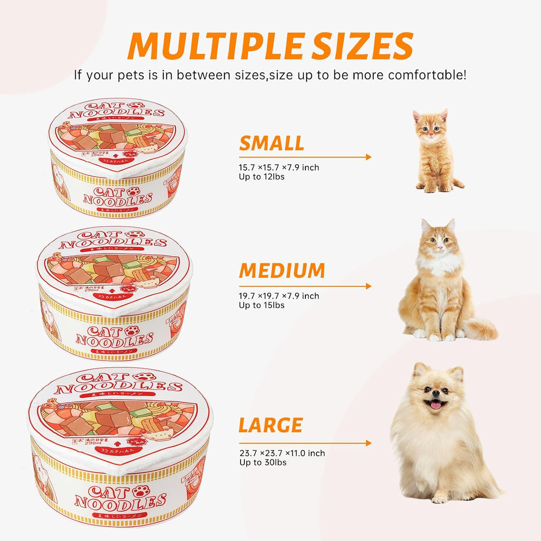 寵幸 Ramen Noodle Dog & Cat Bed,Keep Warm and Super Soft Creative Pet