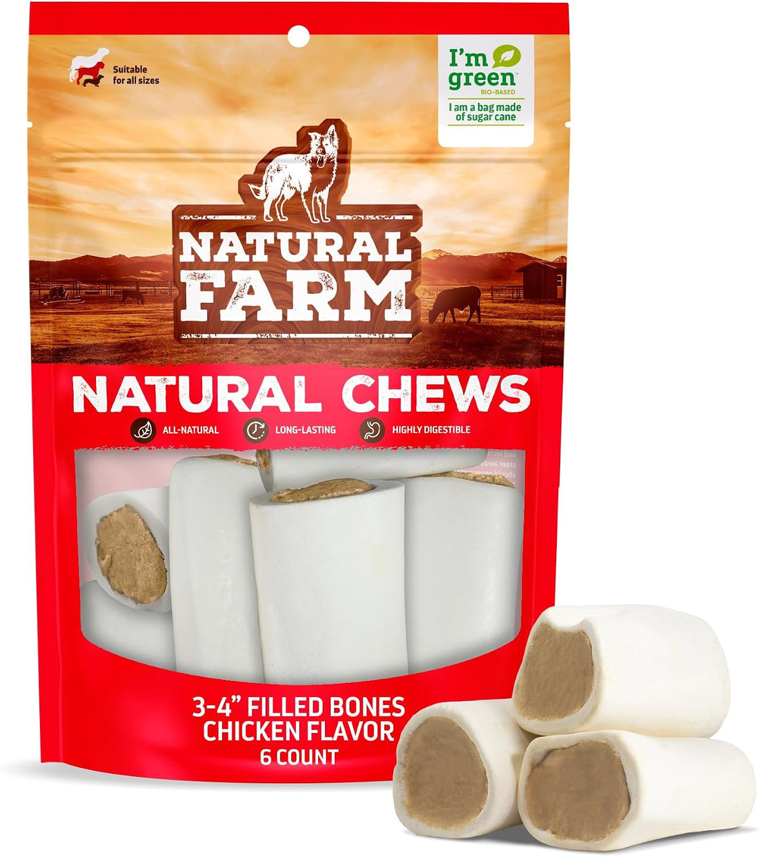 Natural Farm Peanut Butter Flavor Filled Dog Bones