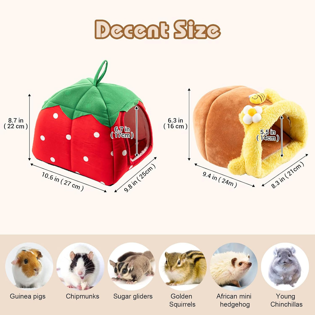 Avont 2 Pack Guinea Pig Tunnel & Hideout, Small Animal Bed