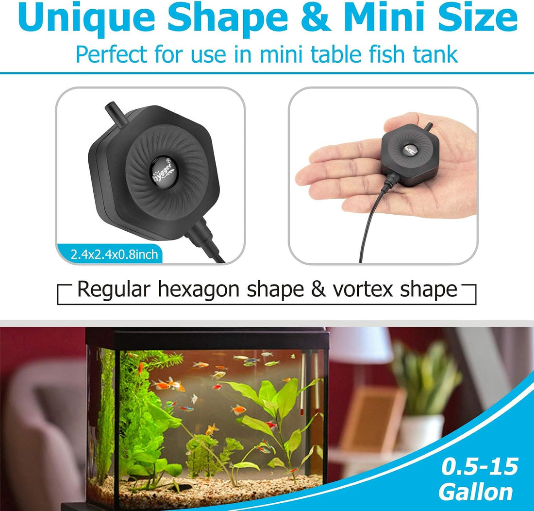 hygger Ultra Silent 1.5W Fish Bowl Aqaurium Mini Air Pump