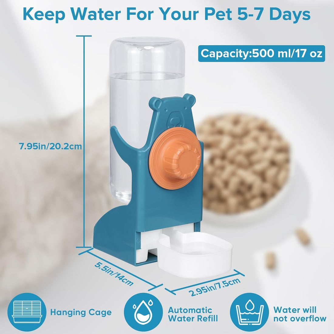 Kenond 17oz Bird Water Dispenser, Guinea Pig Water Bottle No Drip